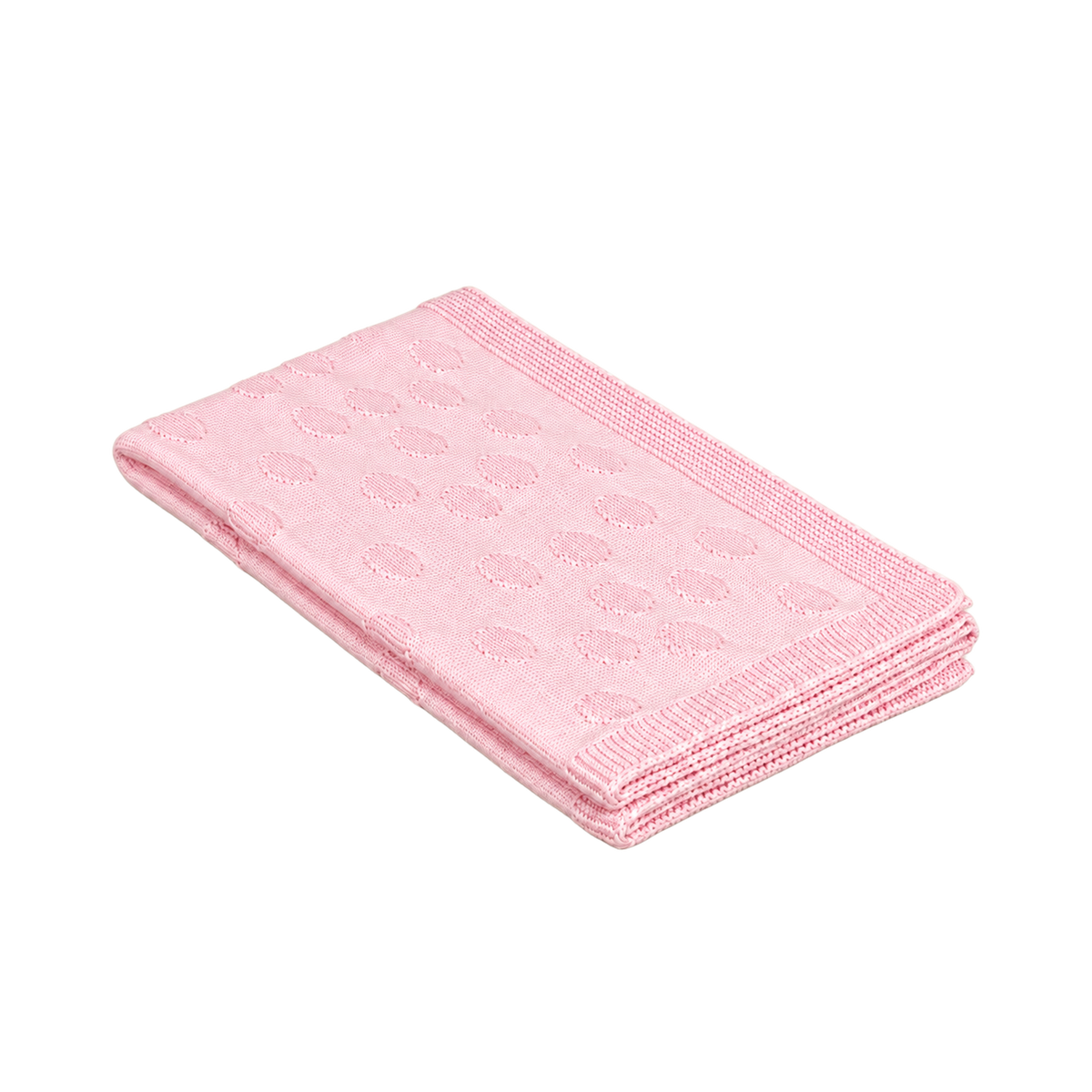 Pislak Alex Baby Knitted Blanket in light pink, folded with a fine dotted knit pattern.