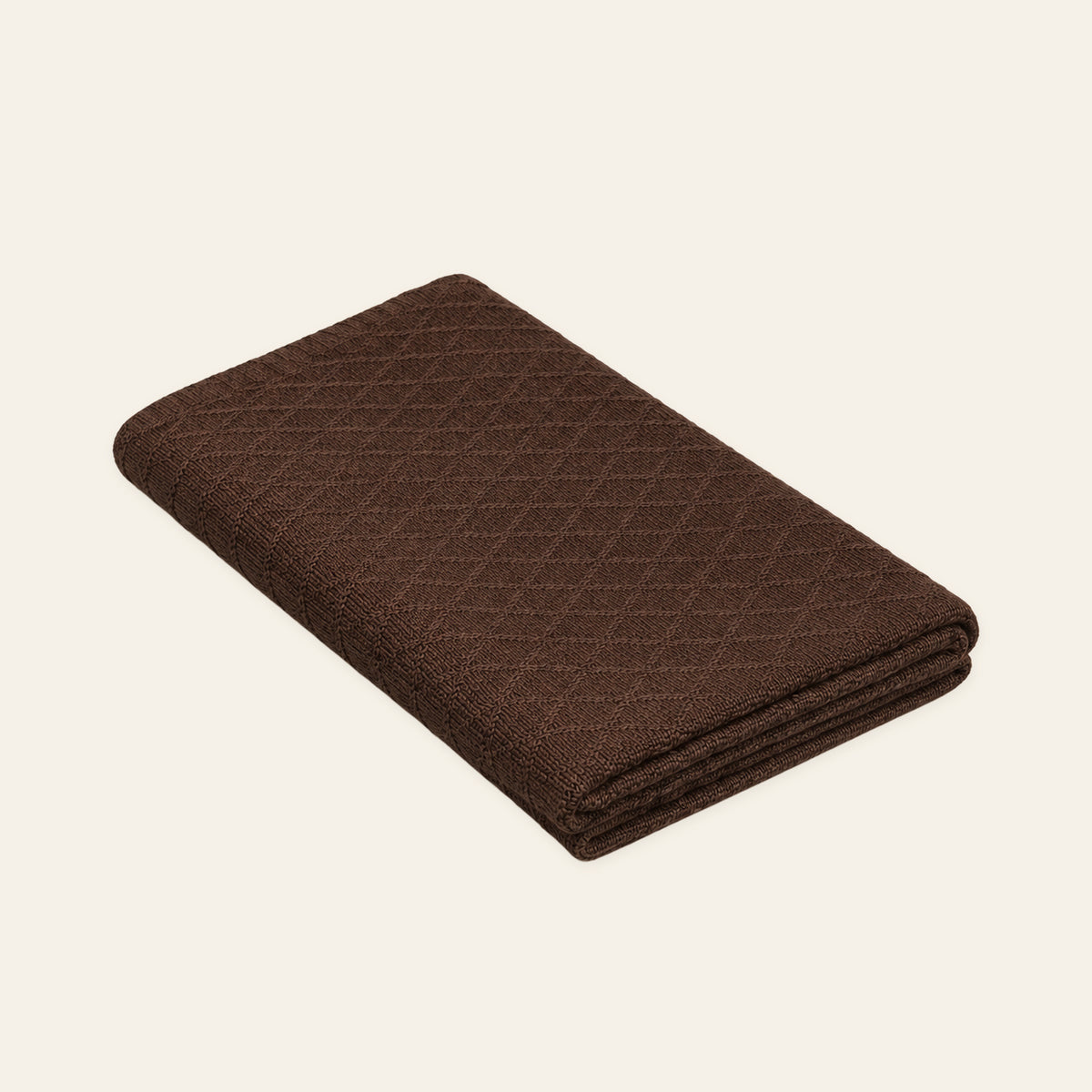 Karo knitted blanket – Dark brown, studio view