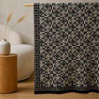 Mala Planina knitted blanket in Black / Cream, pattern and texture detail