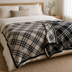 Axel knitted blanket – Black / Beige, alternate lifestyle view