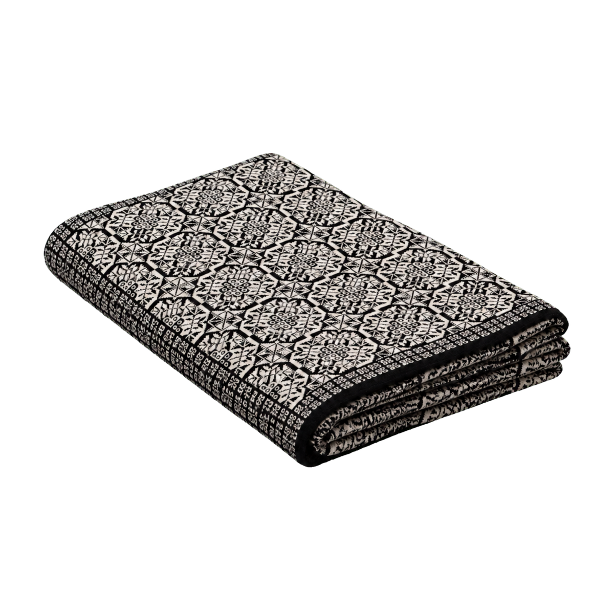 Mala Planina knitted blanket in Black / Cream, isolated product view