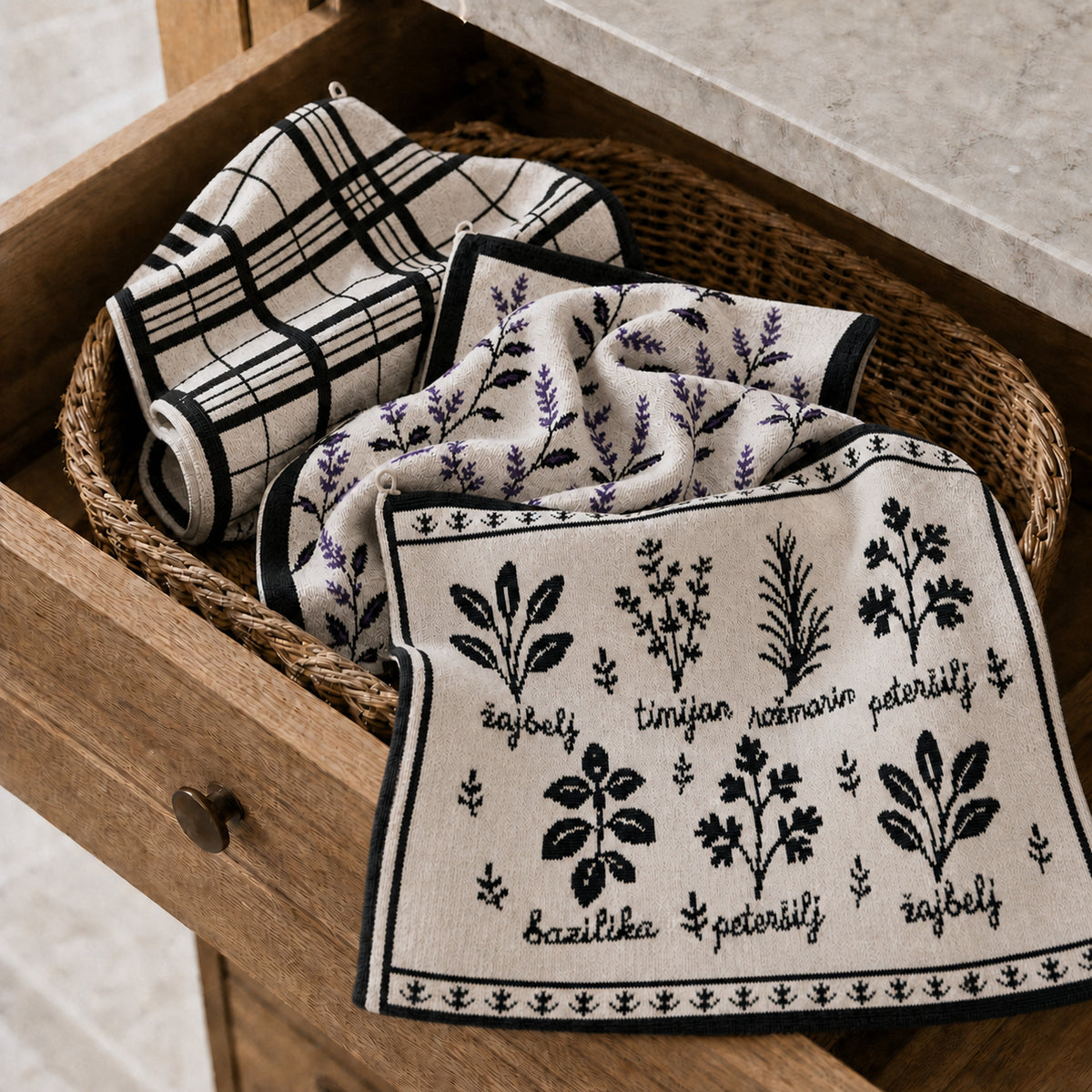 Herb Garden Set of 3 Knitted Kitchen Cloths