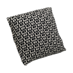 Pika black and cream knitted cushion cover, isolated product view