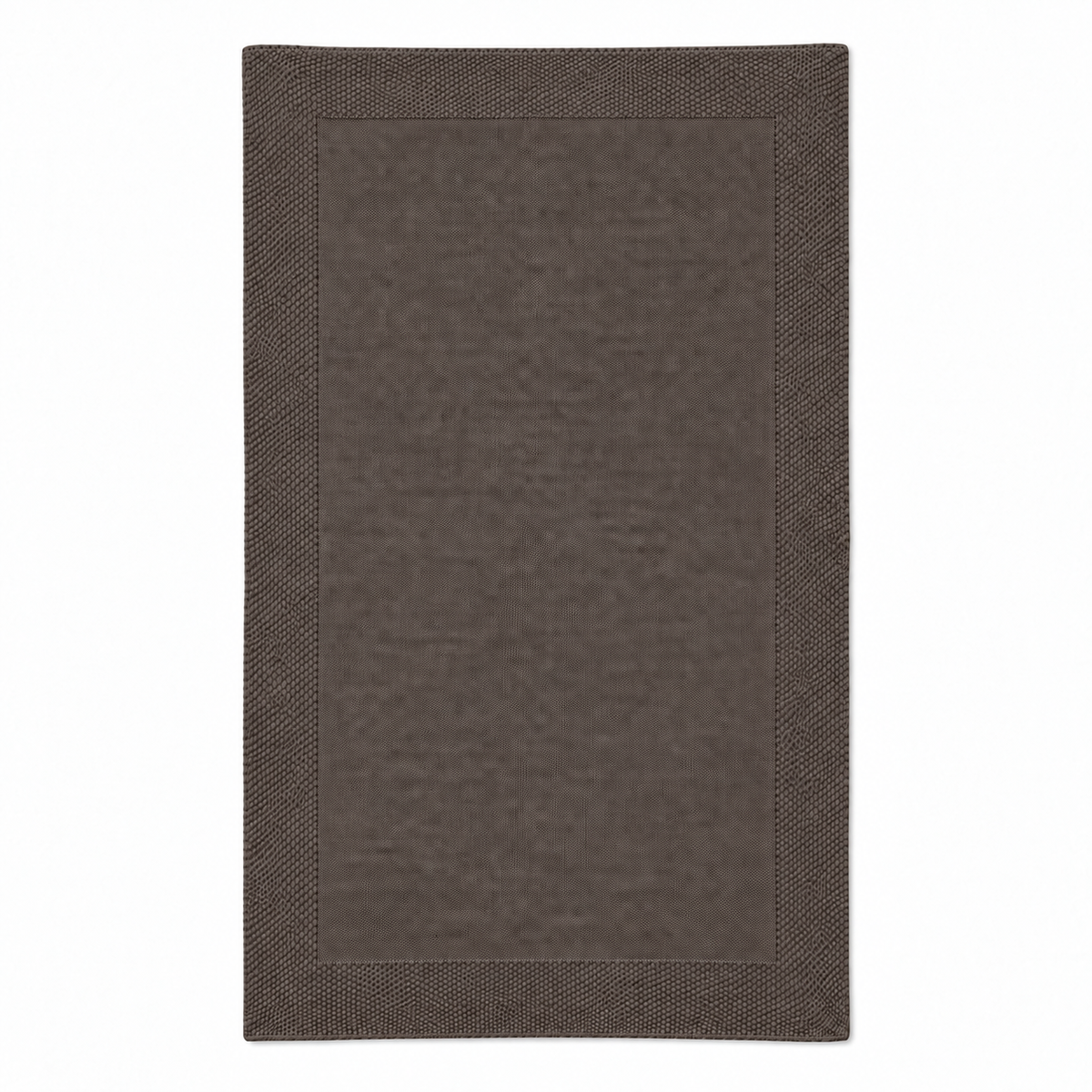 Tinka throw in taupe, shown fully unfolded with a fine knitted centre and a broad textured border.