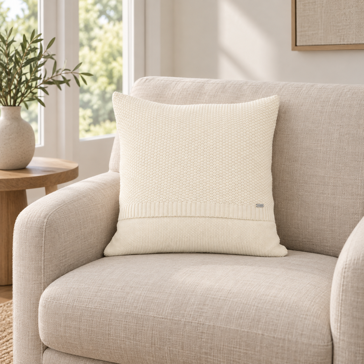 Tinka Textured Cushion Cover in Cream — product view 1