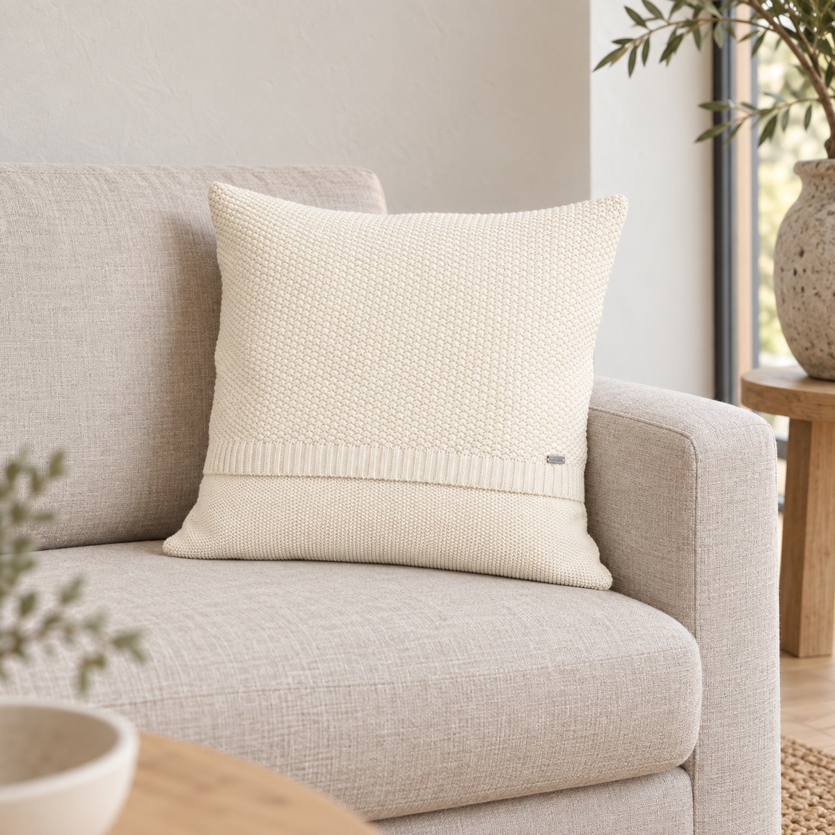 Tinka Textured Cushion Cover in Cream — product view 2