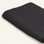 Tinka throw in anthracite, detail of the fine knit surface and broader textured border.
