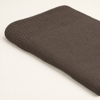 Tinka throw in taupe, detail of the fine knit surface and broader textured border.