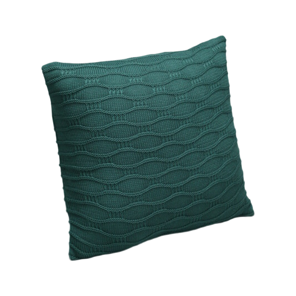 Soča knitted cushion cover in emerald, isolated product view