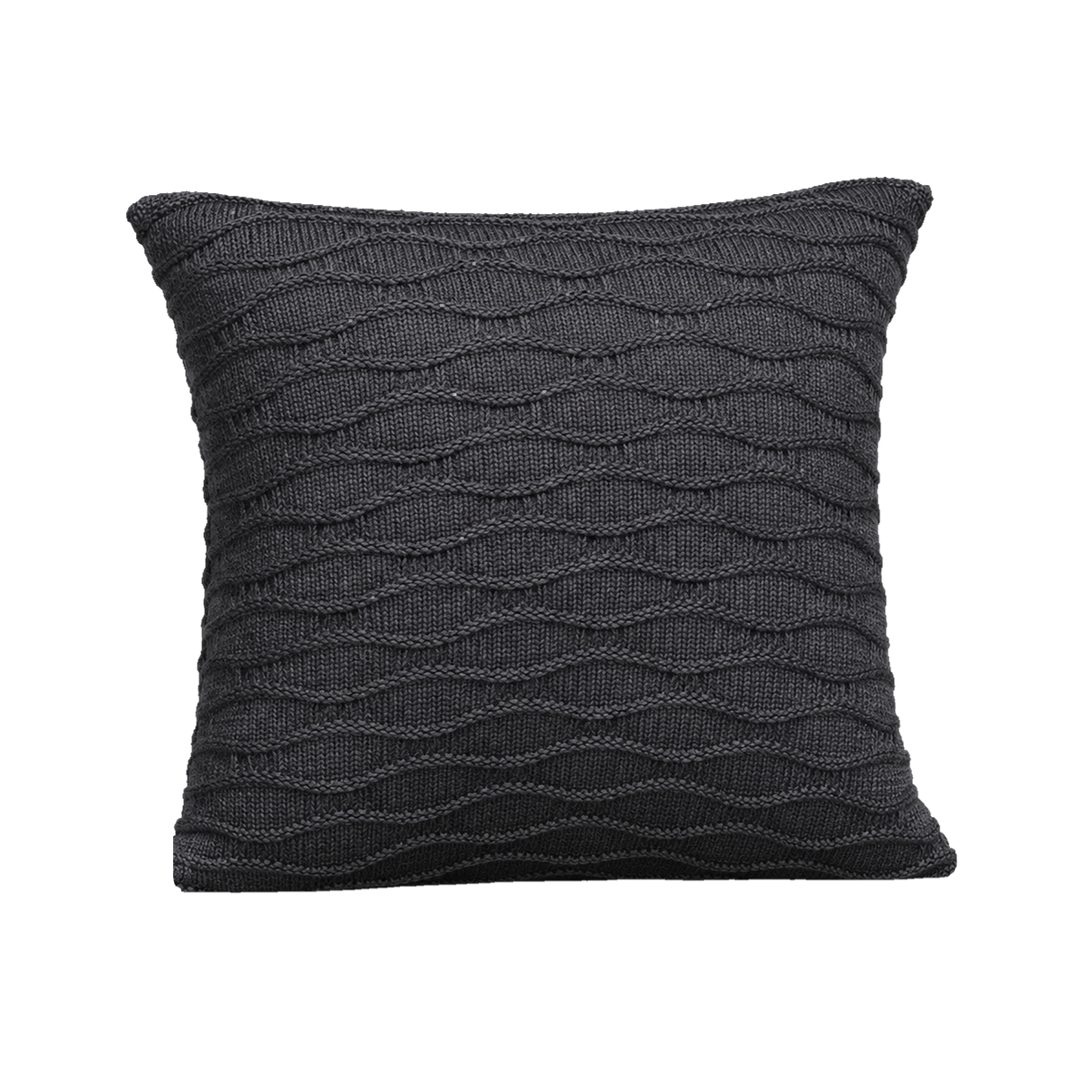 Soča knitted cushion cover in anthracite, isolated product view