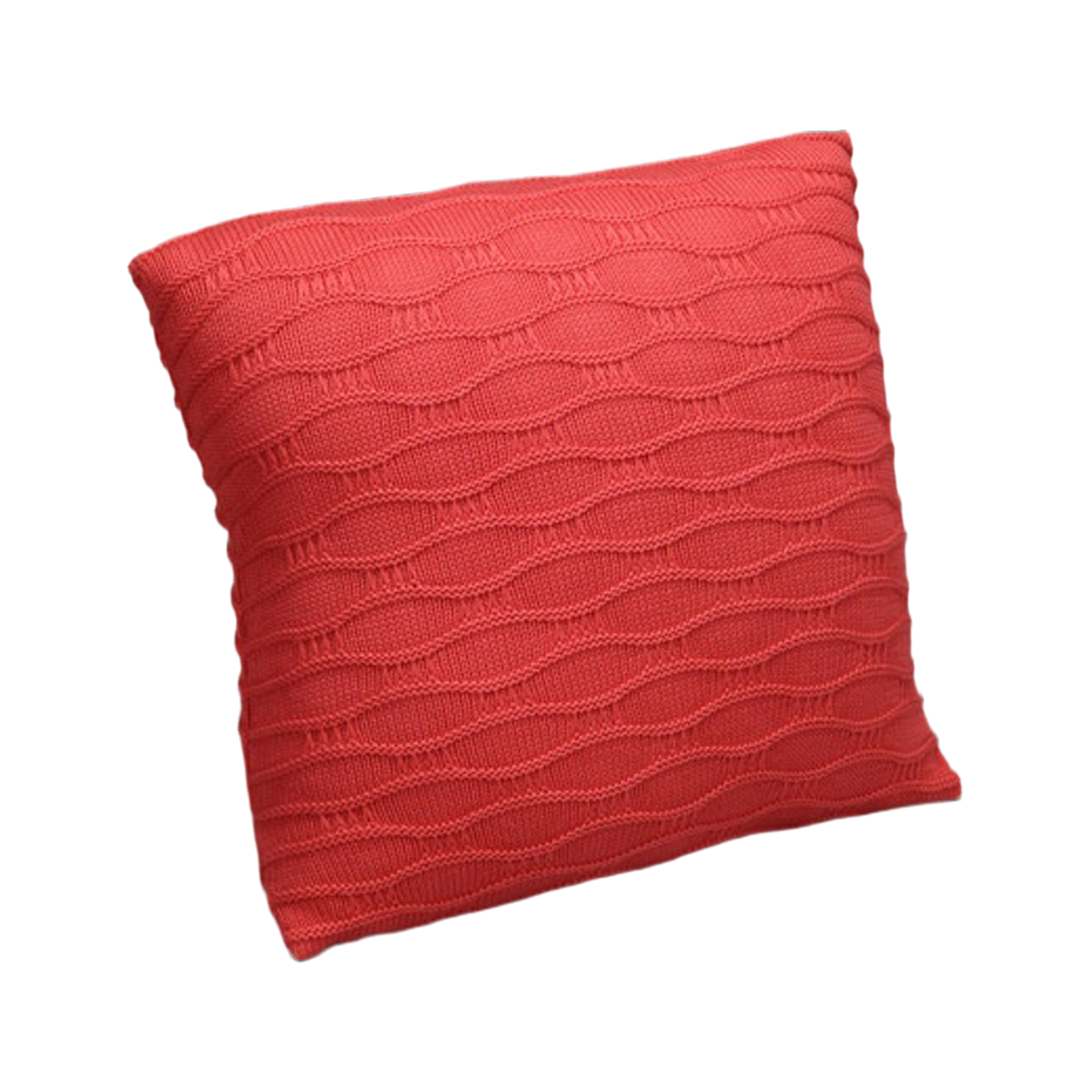 Soča knitted cushion cover in coral, isolated product view