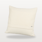 Tinka textured knitted cushion cover in cream, front studio view